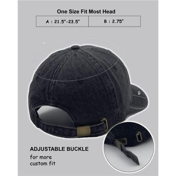 UNISEX Classic Low Profile Cotton Baseball Cap Denim Black - Picture 2 of 3